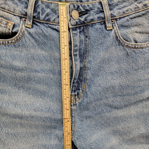 Pacsun Mom Jeans Womens 28 Blue‎ Denim High Rise Custom Flames Pockets Zip Fly - Picture 8 of 12